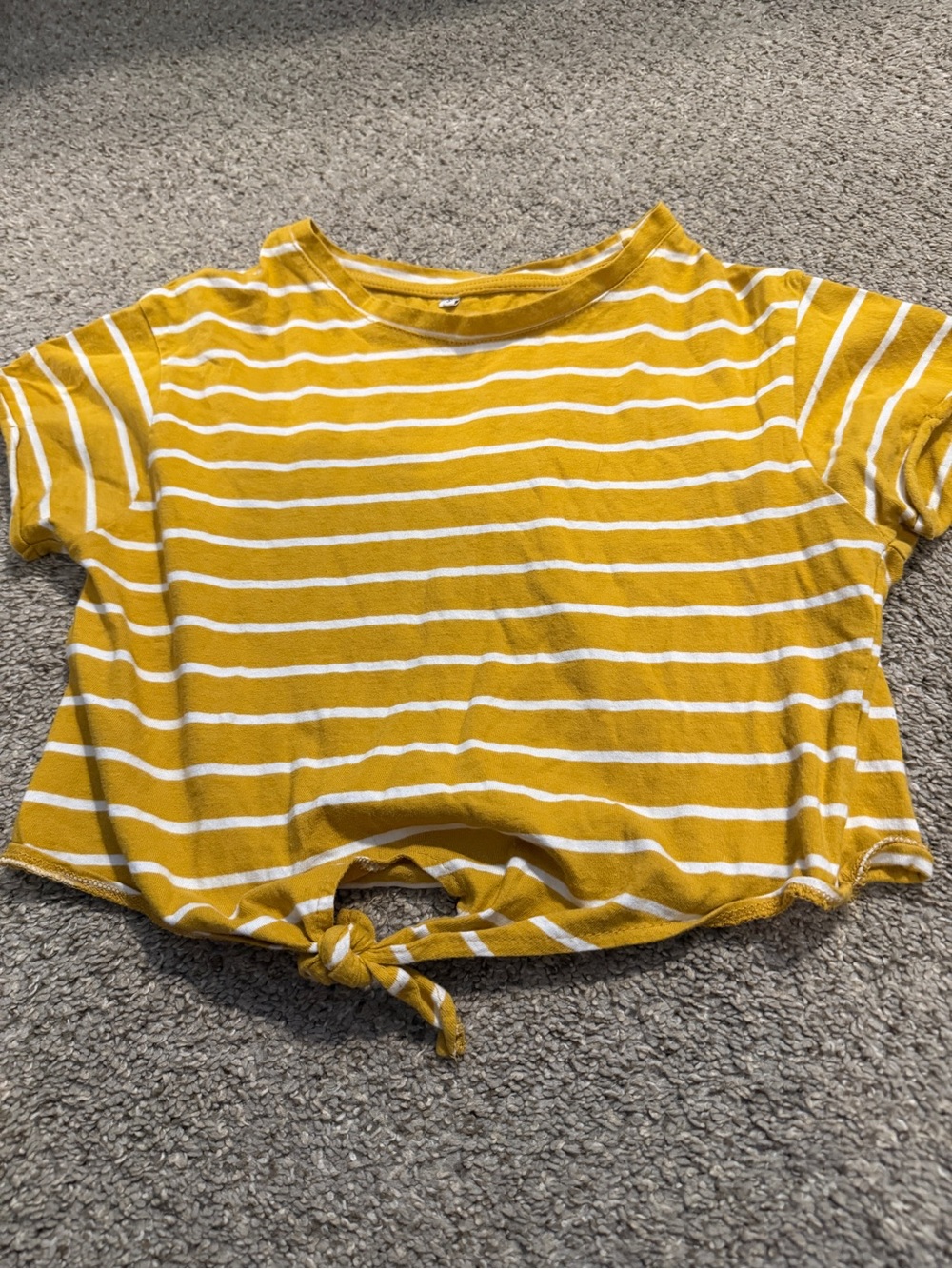 Yellow Striped Tie-Hem Tee